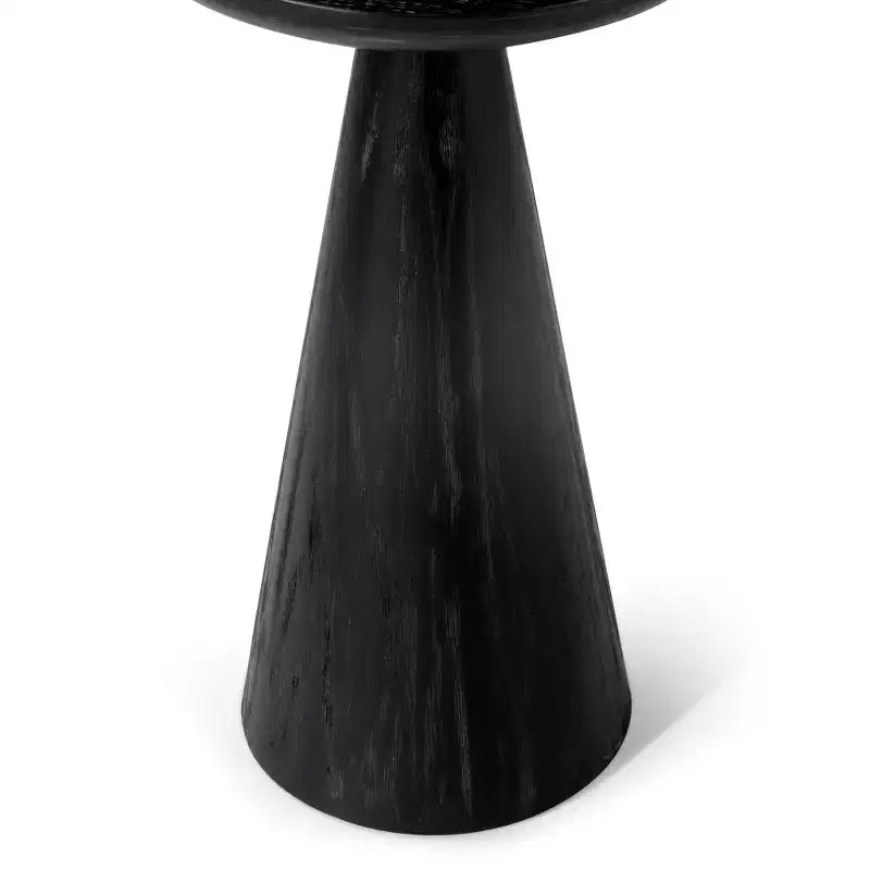 Owen Rustic Wooden Round Drink Table, 12x20 Inch Small Side Table