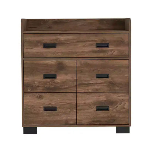 Comò a 4 cassetti con doppio cassetto, guide metalliche e ripiano superiore, cassettiera moderna
