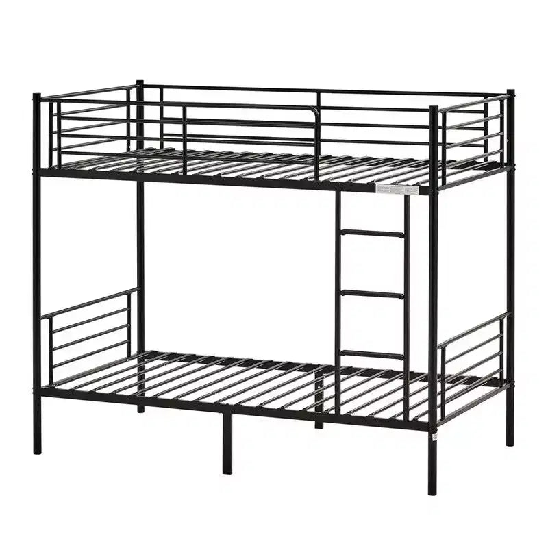 White Twin Over Twin Bunk Bed with Stairs & Flat Rungs for Kids & Adults