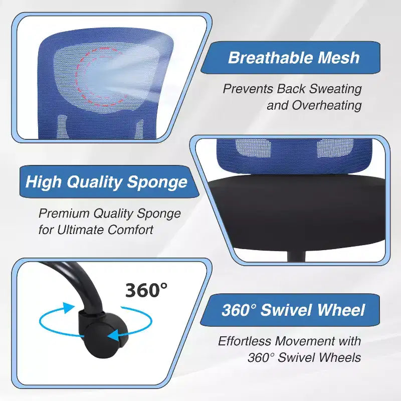 Sedia da ufficio ergonomica grande e alta in mesh, capacità 180 kg, sedia da scrivania per impieghi gravosi