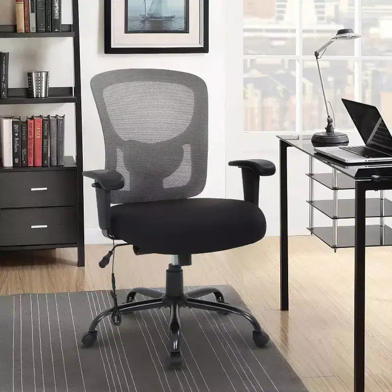 Sedia da ufficio ergonomica grande e alta in mesh, capacità 180 kg, sedia da scrivania per impieghi gravosi