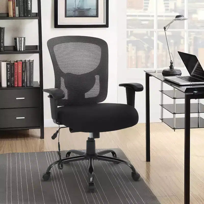 Sedia da ufficio ergonomica grande e alta in mesh, capacità 180 kg, sedia da scrivania per impieghi gravosi