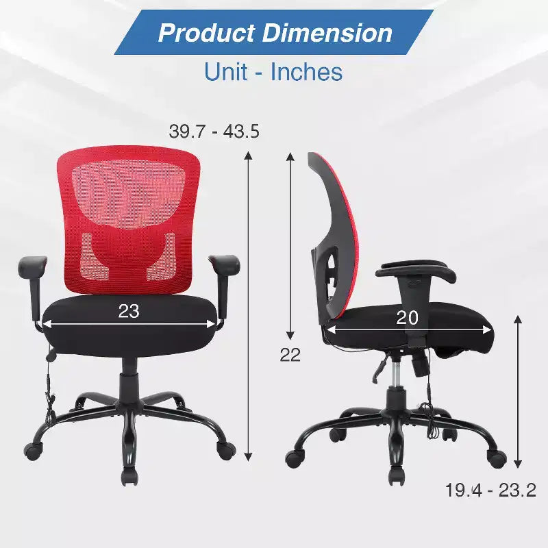 Sedia da ufficio ergonomica grande e alta in mesh, capacità 180 kg, sedia da scrivania per impieghi gravosi