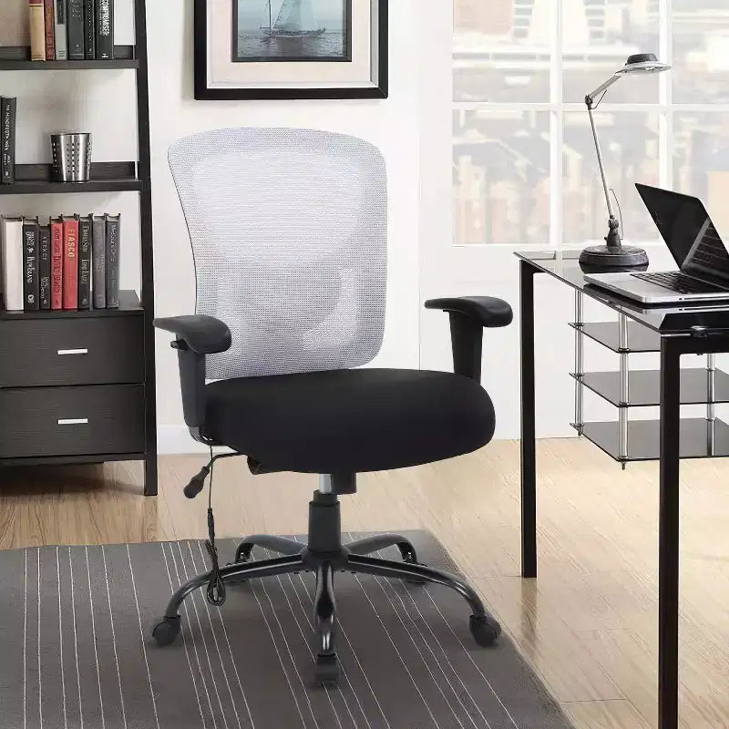 Sedia da ufficio ergonomica grande e alta in mesh, capacità 180 kg, sedia da scrivania per impieghi gravosi