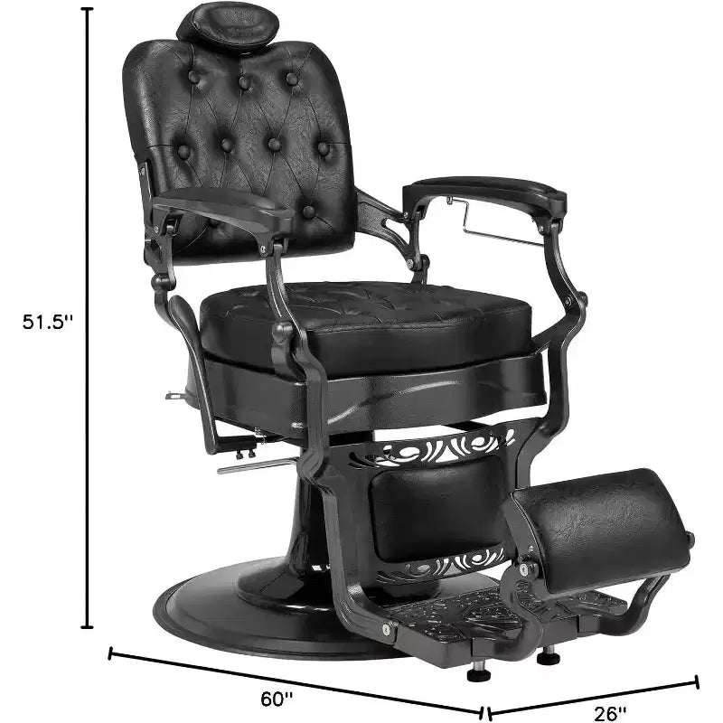 Poltrona da barbiere idraulica ergonomica reclinabile con braccioli, poltrona da parrucchiere nera per spa