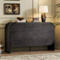 Wood Sideboard Cabinet with Curvy Edge, 4 Doors Retro Credenza Storage Cabinet with Adjustable Shelves for Living Room