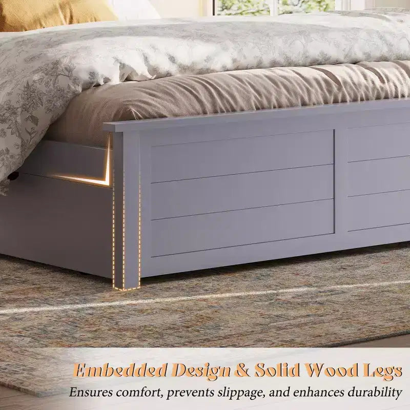 Struttura letto a piattaforma con testiera e 4 cassetti contenitore, letto moderno per camera da letto