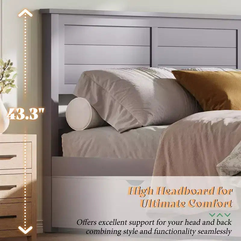 Struttura letto a piattaforma con testiera e 4 cassetti contenitore, letto moderno per camera da letto