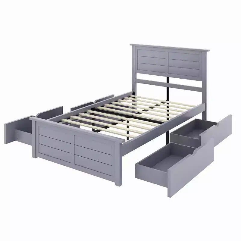 Struttura letto a piattaforma con testiera e 4 cassetti contenitore, letto moderno per camera da letto