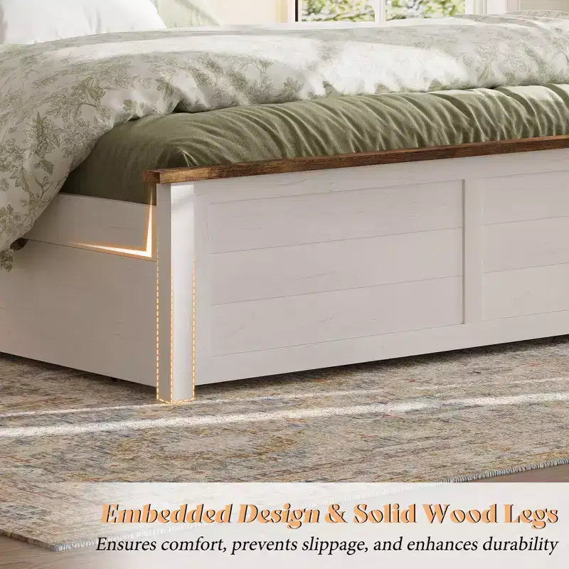 Struttura letto a piattaforma con testiera e 4 cassetti contenitore, letto moderno per camera da letto