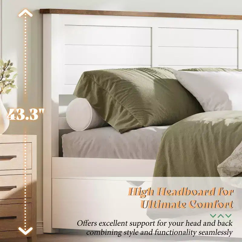 Struttura letto a piattaforma con testiera e 4 cassetti contenitore, letto moderno per camera da letto