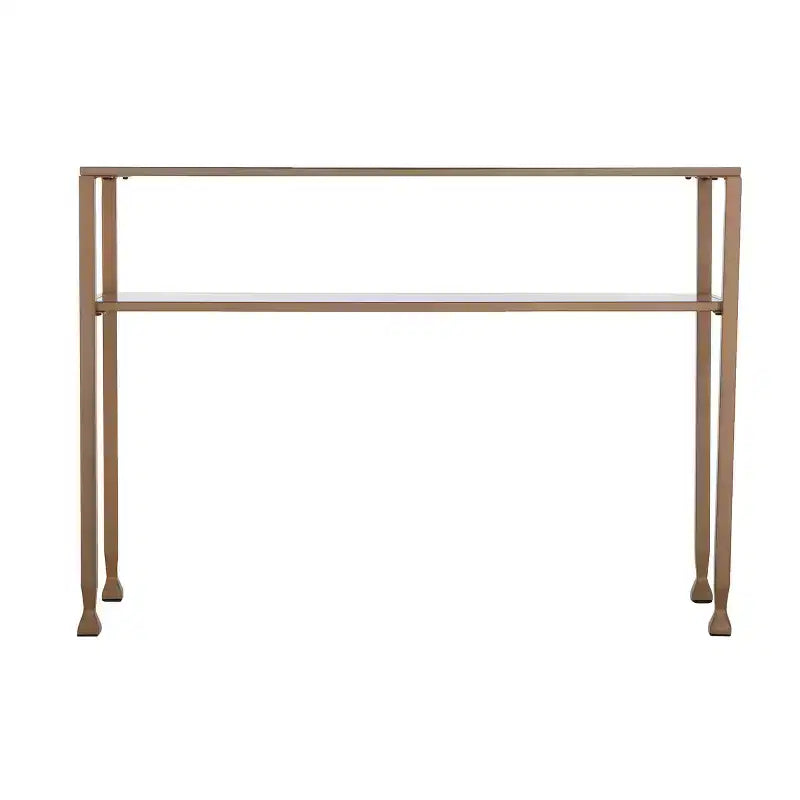 Gold Metal and Glass Console Table, Glam Entryway Accent Table