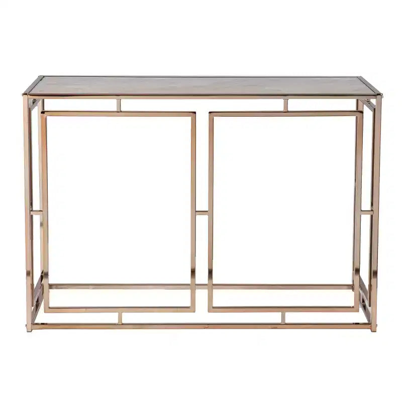 Consolle effetto marmo color champagne, tavolo d'accento glam per ingresso