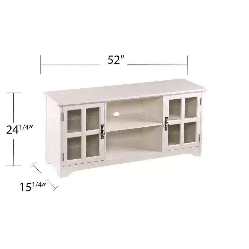 White TV Media Stand with Storage, Modern Entertainment Console