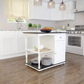 Isola da cucina mobile bianca con contenitore, Carrello da cucina mobile
