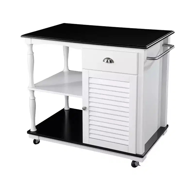 Isola da cucina mobile bianca con contenitore, Carrello da cucina mobile
