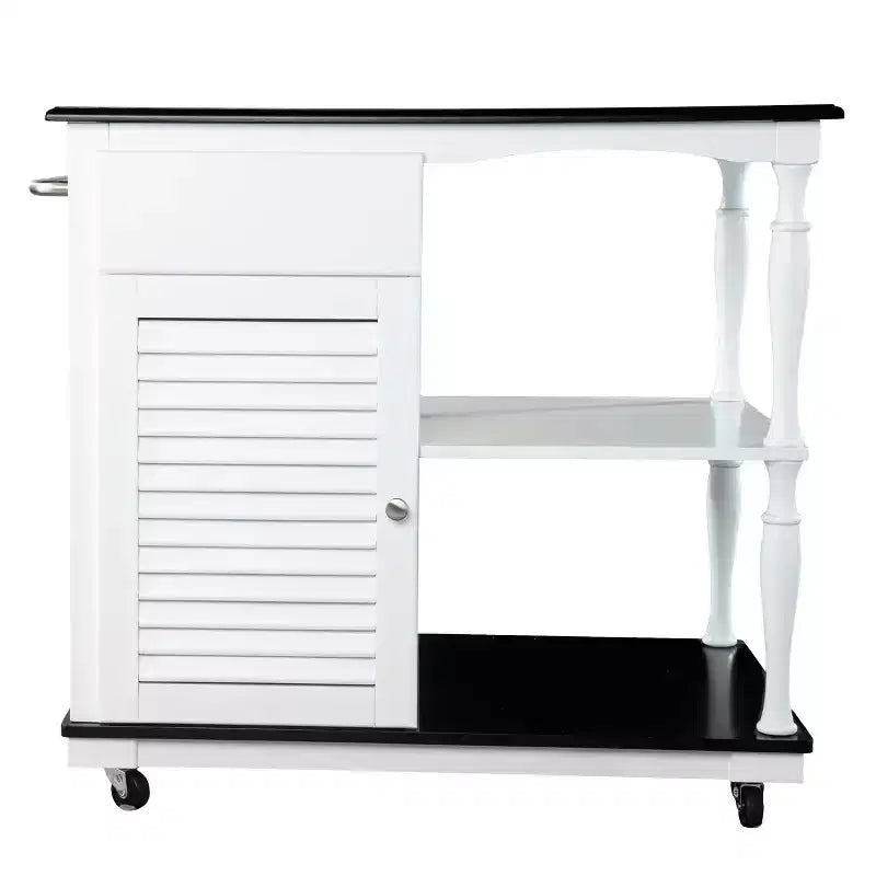 White Rolling Kitchen Island with Storage, Mobile Kitchen Cart