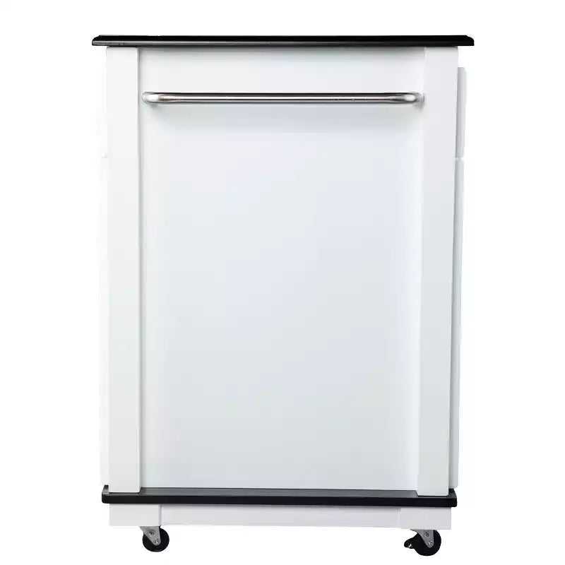 White Rolling Kitchen Island with Storage, Mobile Kitchen Cart