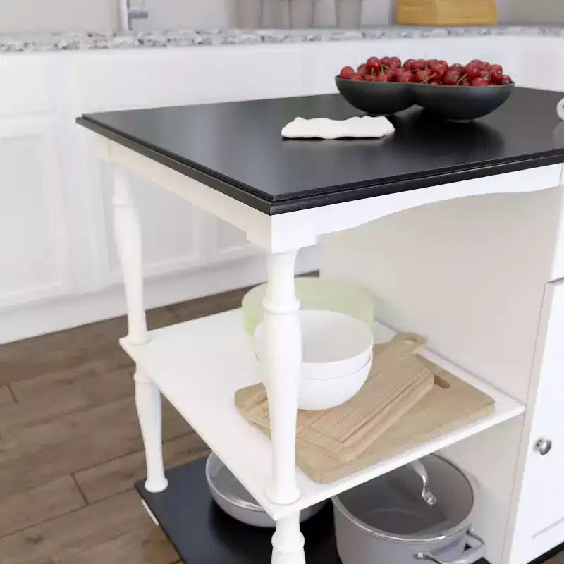 Isola da cucina mobile bianca con contenitore, Carrello da cucina mobile