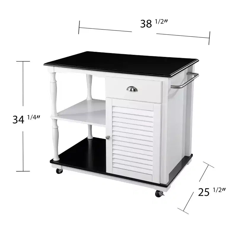Isola da cucina mobile bianca con contenitore, Carrello da cucina mobile