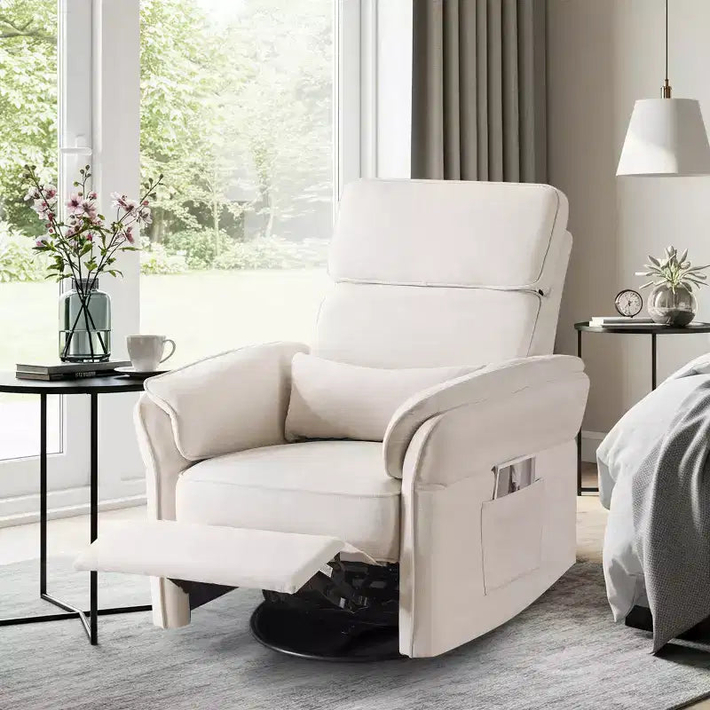 Swivel Recliner Glider Chair with Adjustable Headrests & Armrests