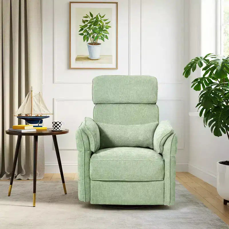 Swivel Recliner Glider Chair with Adjustable Headrests & Armrests