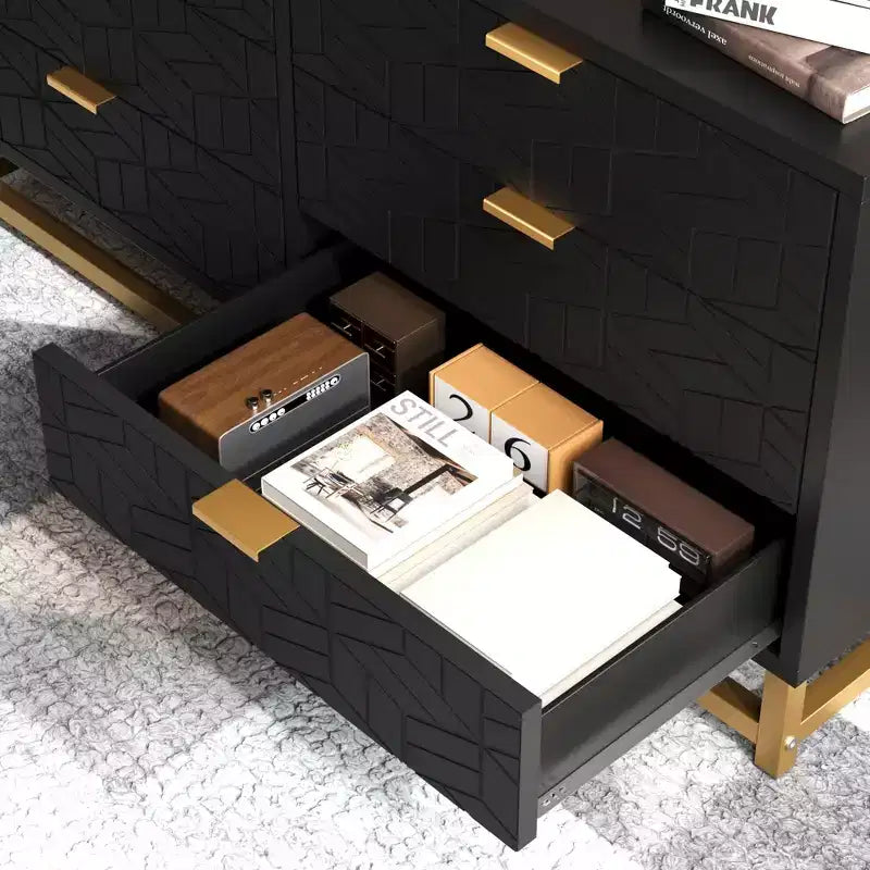 Dresser for Bedroom, 53.5 Large Dresser Organizer, 6 Drawer Dresser with Golden Metal Handle and Legs, Dressers with Drawers