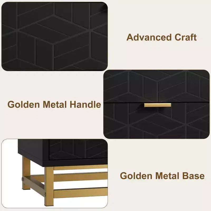 Dresser for Bedroom, 53.5 Large Dresser Organizer, 6 Drawer Dresser with Golden Metal Handle and Legs, Dressers with Drawers