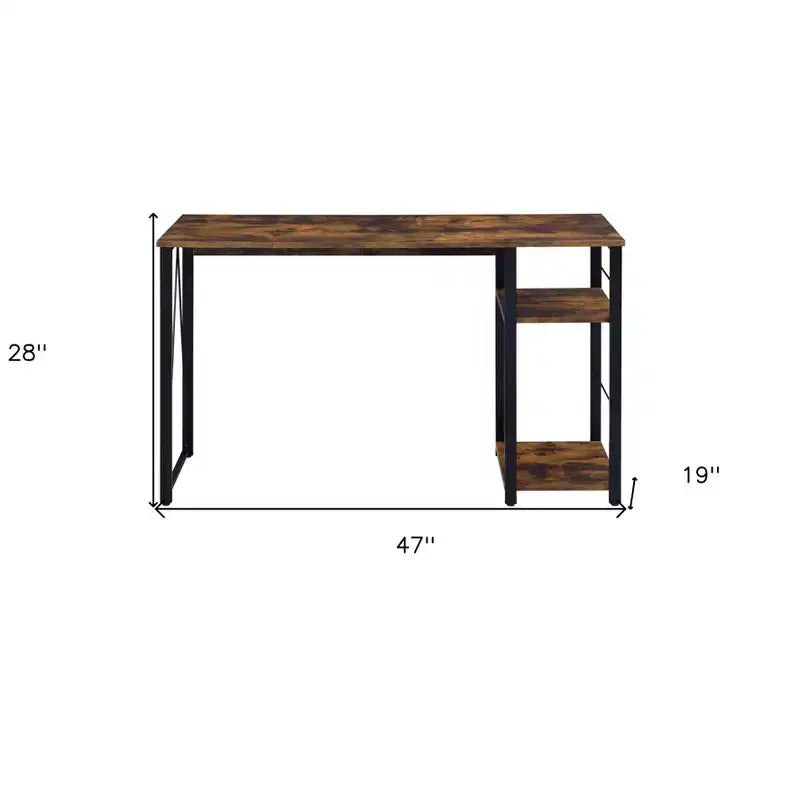 47 Inch Writing Desk in Brown and Black, Modern Home Office Desk