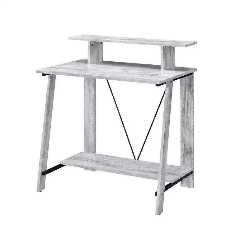 32 Inch Antiqued White Writing Desk, Compact Home Office Desk