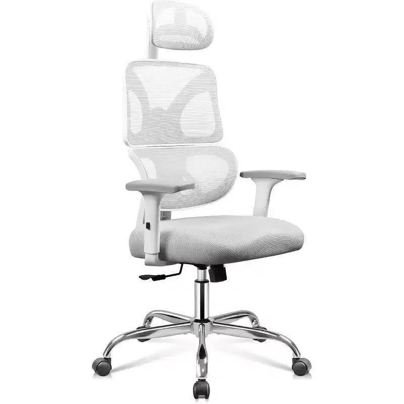 Sedia da ufficio ergonomica per persone robuste e di alta statura, sedia da scrivania regolabile in rete con supporto lombare e braccioli, reclinabile per lunghe ore