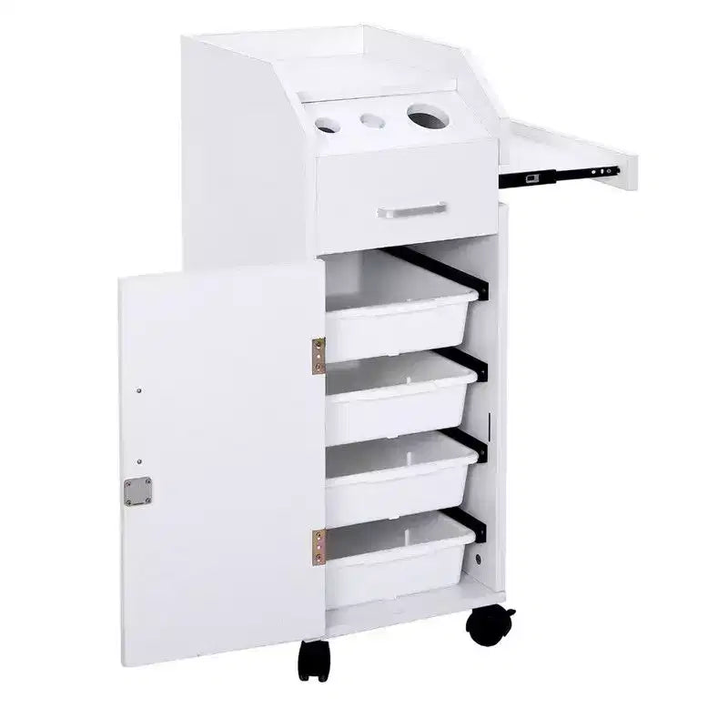 Salon Trolley Storage Cart with Hair Dryer Holder, Black