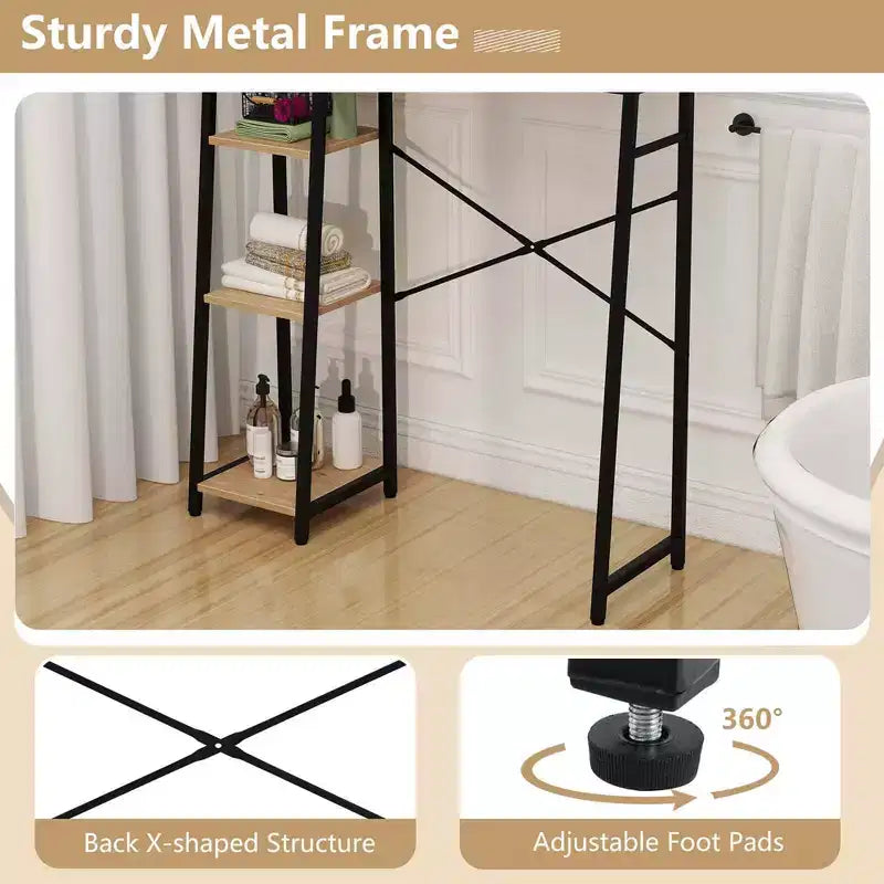 Mobiletto contenitore sopra il WC con anta in rattan PE, organizer salvaspazio