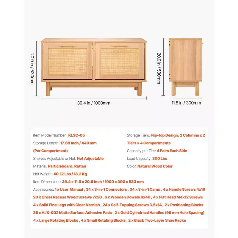 Panca scarpiera da ingresso da 100 cm con cassetti a ribalta effetto rattan e 4 scomparti, 136 kg, marrone