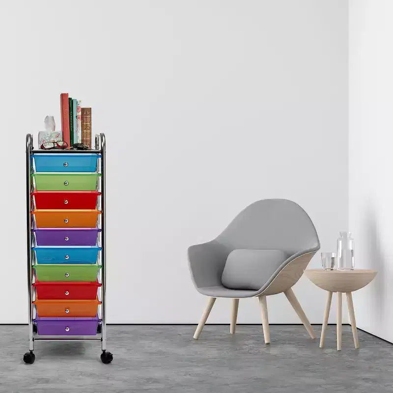 Carrello portaoggetti mobile a 10 cassetti, carrello multiuso per ufficio e artigianato