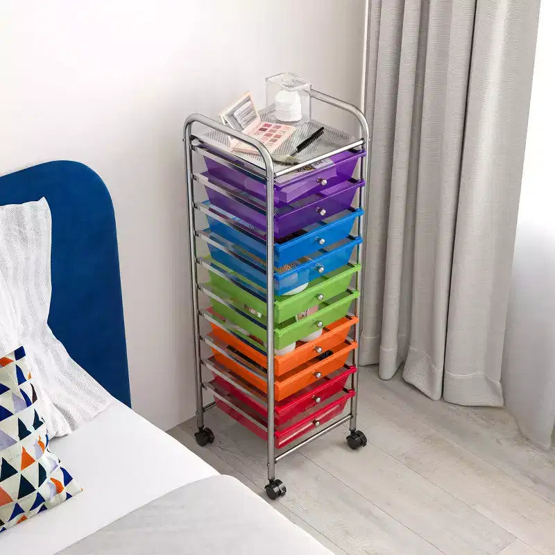 Carrello portaoggetti mobile a 10 cassetti, carrello multiuso per ufficio e artigianato
