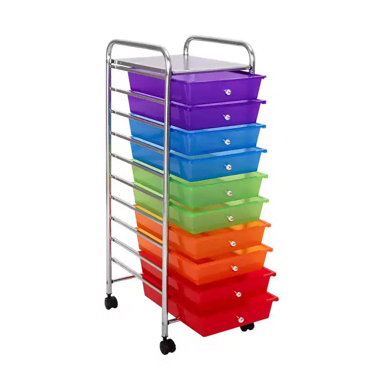 Carrello portaoggetti mobile a 10 cassetti, carrello multiuso per ufficio e artigianato