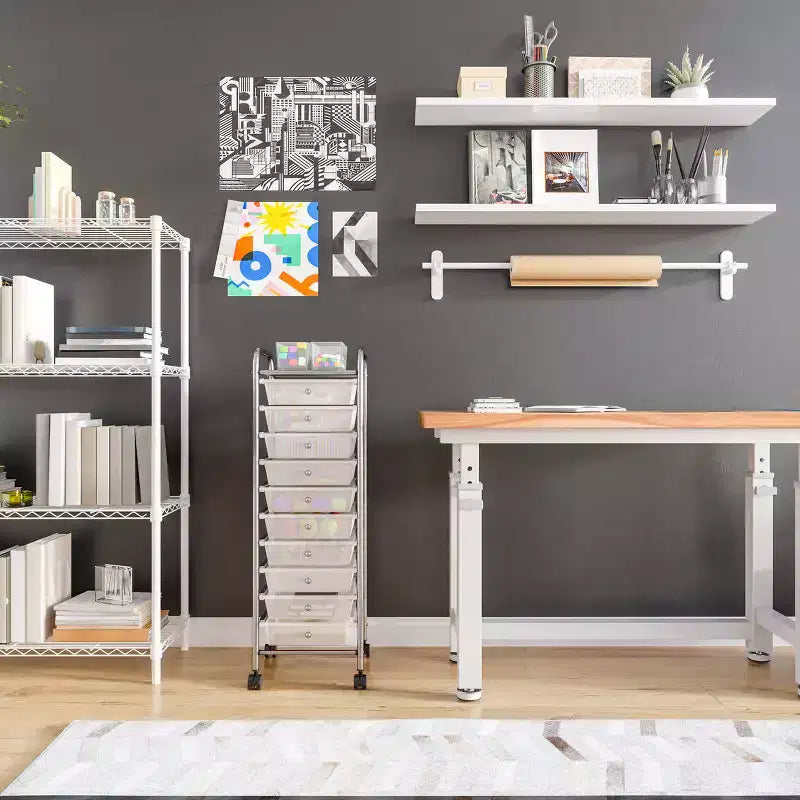 Carrello portaoggetti mobile a 10 cassetti, carrello multiuso per ufficio e artigianato