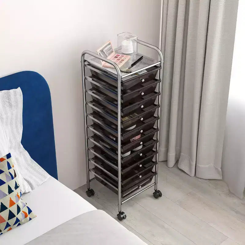 10-Drawer Organizer Rolling Storage Cart, Mobile Utility Cart for Office & Craft
