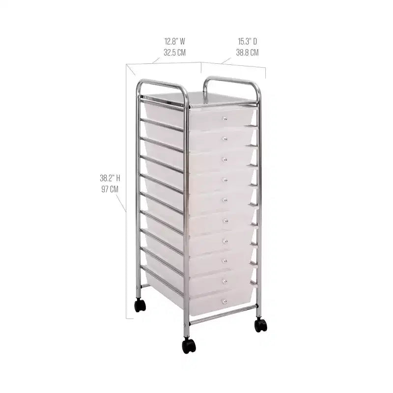 Carrello portaoggetti mobile a 10 cassetti, carrello multiuso per ufficio e artigianato