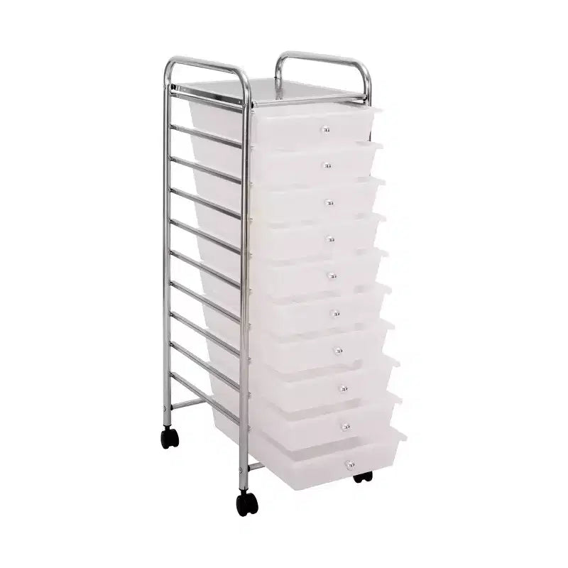 Carrello portaoggetti mobile a 10 cassetti, carrello multiuso per ufficio e artigianato