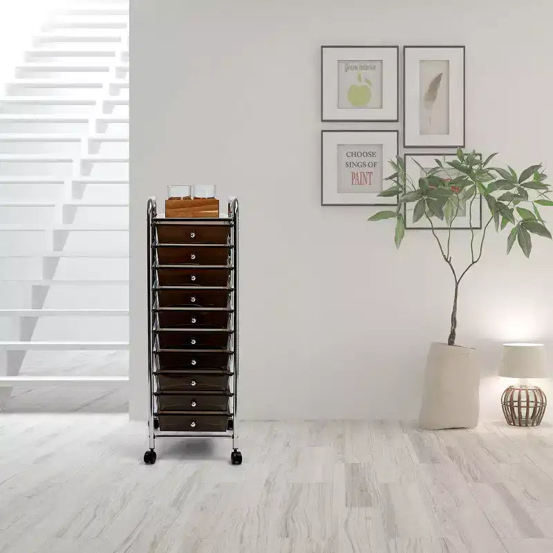 Carrello portaoggetti mobile a 10 cassetti, carrello multiuso per ufficio e artigianato