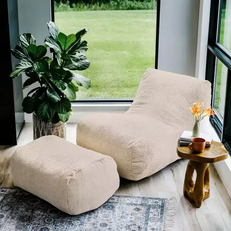 Modora Foam-Filled Structured Bean Bag Chair Lounger for All Ages