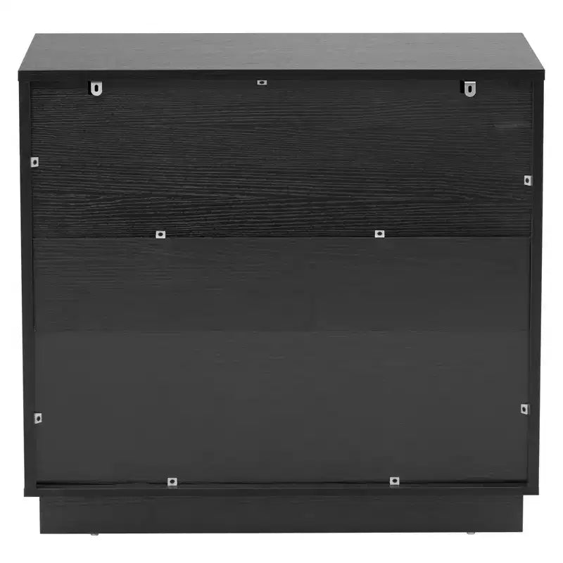Comodino Nero in MDF a 4 Cassetti, Comodino da 72 cm per Camera da Letto