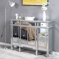 Cassettiera a 3 cassetti in MDF color argento, 122 cm di larghezza, per camera da letto