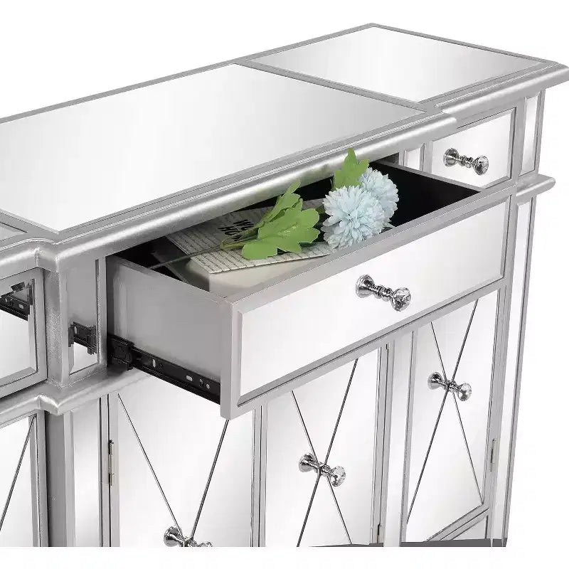 3-Drawer Silver MDF Chest of Drawers, 48.03 Inch Wide Bedroom Storage