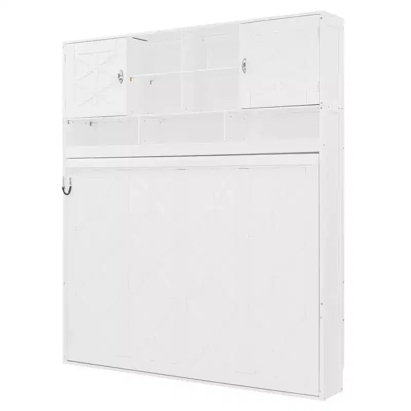 Queen Size Wall Murphy Bed with Ample Storage, Space-Saving Fold-Down Bed