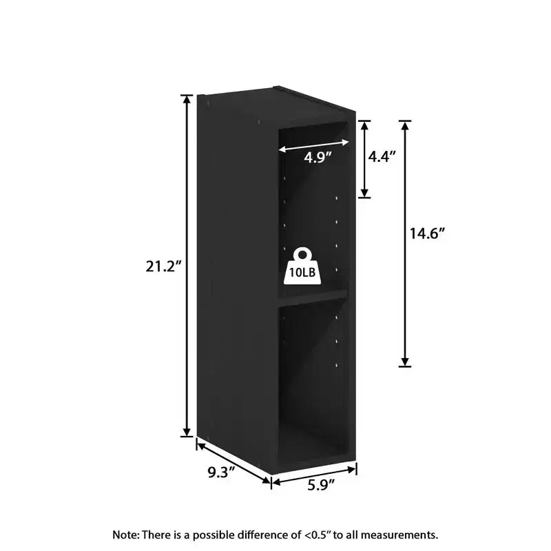 2-Tier Adjustable Storage Bookcase, Space-Saving Shelf for Laundry, Closet & Bathroom