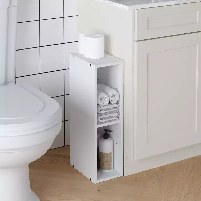 2-Tier Adjustable Storage Bookcase, Space-Saving Shelf for Laundry, Closet & Bathroom