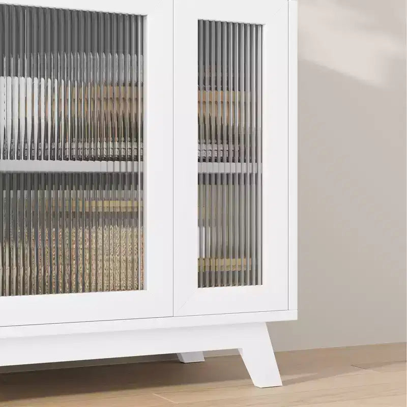Mobile bar da caffè moderno da 36" - Credenza a buffet con ante in vetro scanalato e ripiani regolabili